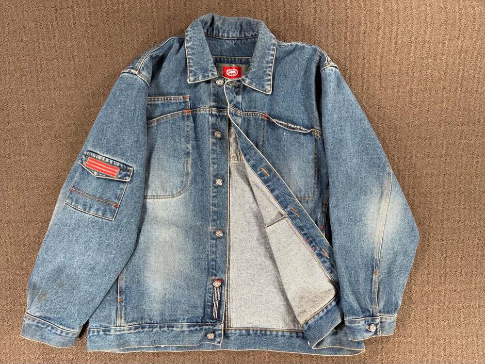 Vintage Marc Ecko Unlimited Denim Jacket with Red Accents